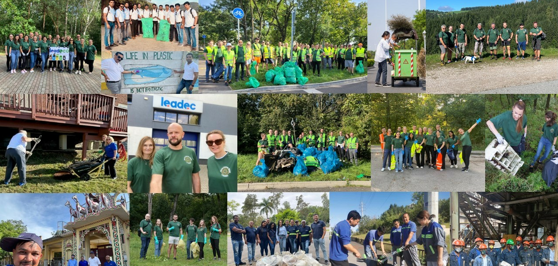 Collage from various Global Cleanup Week teams at Leadec.
