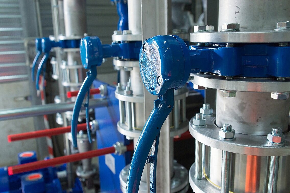 Close-up of valves on a pump. 